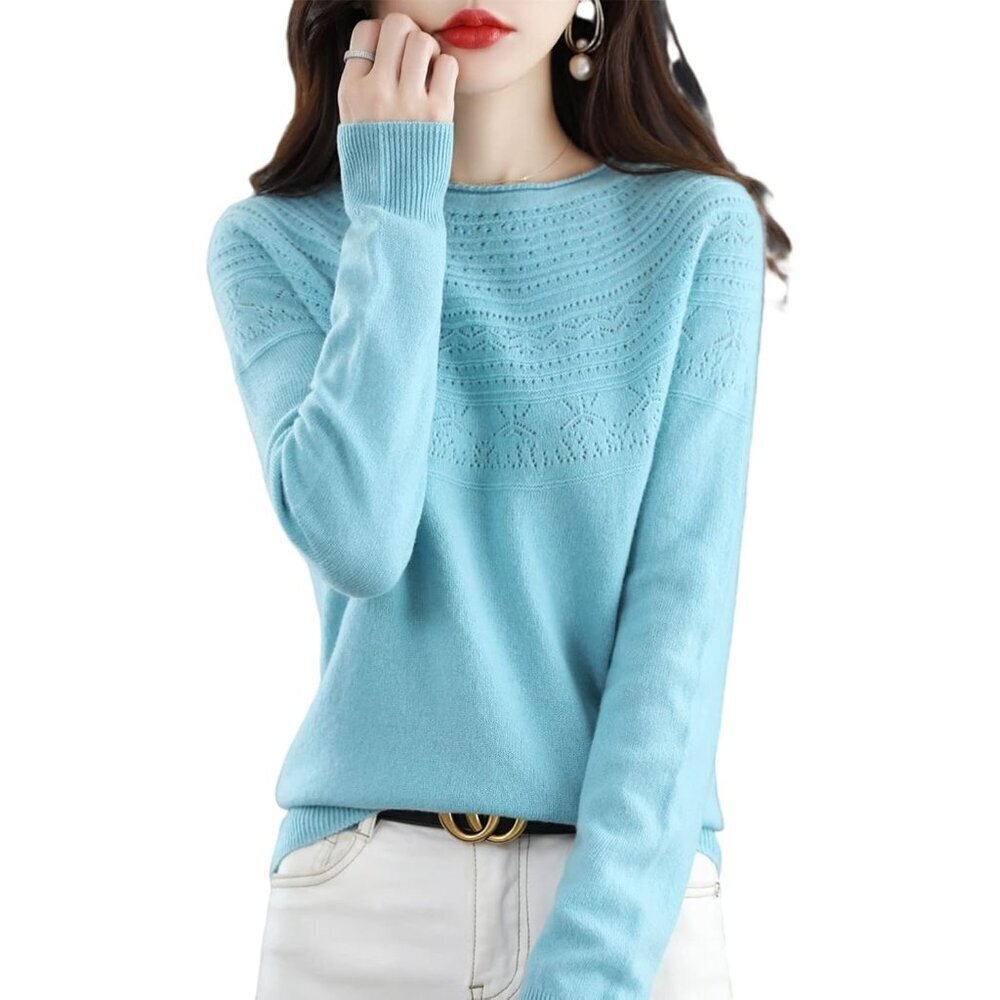Women's Merino Wool Sweater X-Large Warm Soft Knitted Crew Neck Pullover